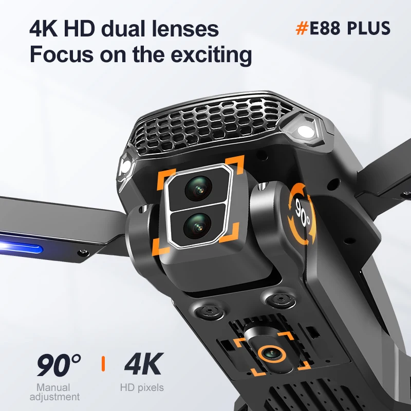 Novo drone quadricóptero E88 P - Drone Gimbal Brushless avaliação e preço
